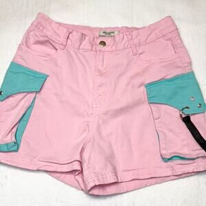 Pink and blue cargo shorts